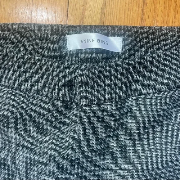 Anine Bing Tuxedo Houndstooth Gray Pants Work